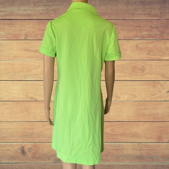 𝅺vintage mod dress 60s neon green 70’s Polyester Checkered Dress Union Made - Picture 7 of 12